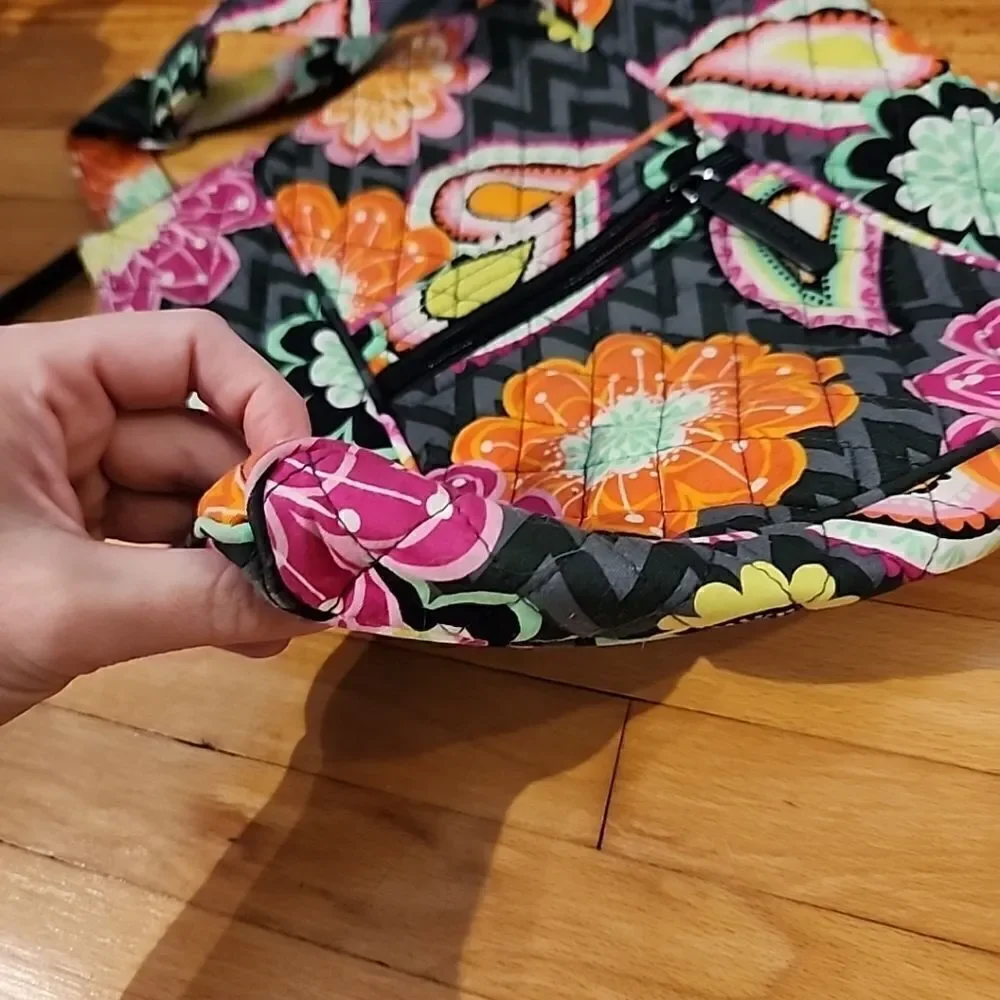 Vera Bradley Iconic Hipster Ziggy Zinnia Pink Orange Floral Crossbody Zip Bag